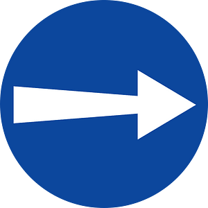 Proceed right only sign in Greece