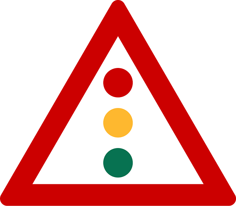 Traffic signals ahead sign in Greece