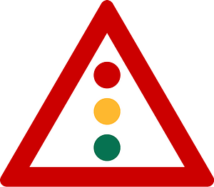 Traffic signals ahead sign in Greece
