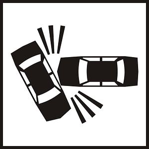 Accident area / accident ahead sign in Hungary