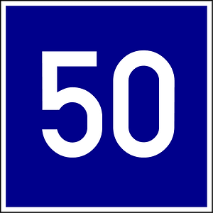 Advisory speed sign in Hungary