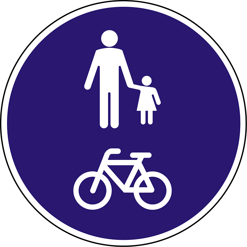Bicycles and pedestrians only sign in Hungary