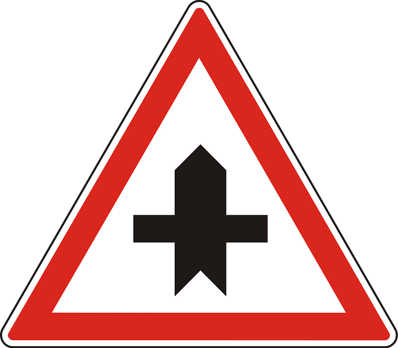 Crossroads with a minor road sign in Hungary