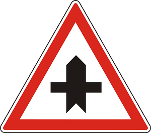 Crossroads with a minor road sign in Hungary
