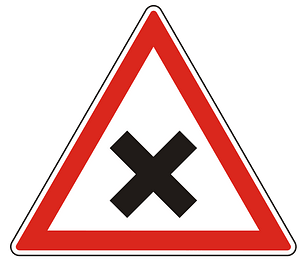 Crossroads with priority to the right sign in Hungary