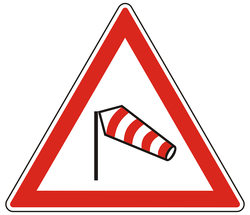 Dangerous crosswinds sign in Hungary