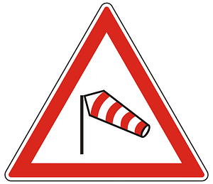 Dangerous crosswinds sign in Hungary