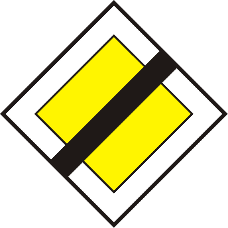 End of priority road sign in Hungary