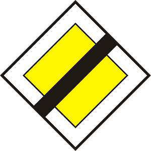 End of priority road sign in Hungary