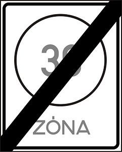 End of speed limit zone sign in Hungary