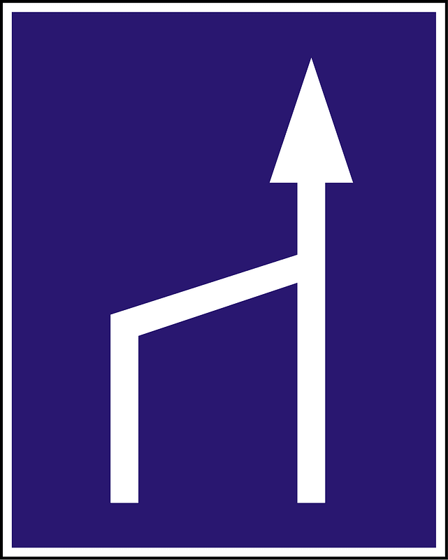 Lane ends sign in Hungary