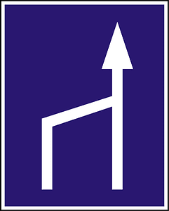 Lane ends sign in Hungary