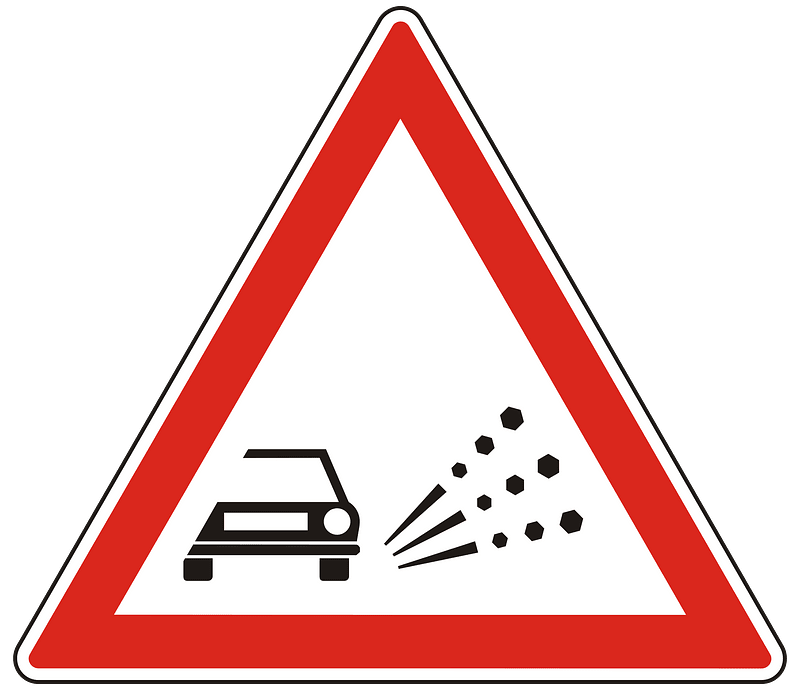 Loose road surface sign in Hungary