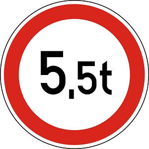 Maximum weight sign in Hungary