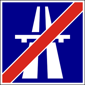 Motorway ends sign in Hungary