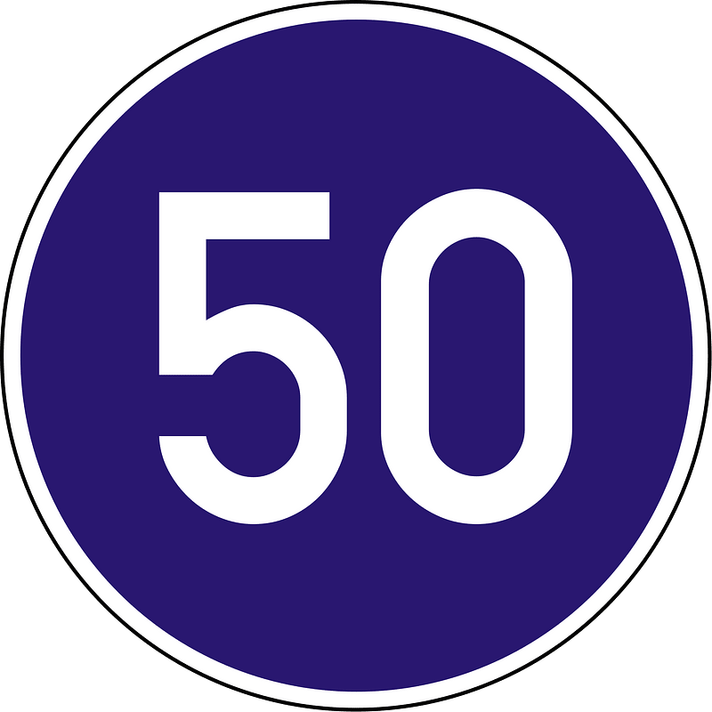Minimum speed limit sign in Hungary