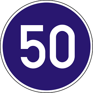 Minimum speed limit sign in Hungary