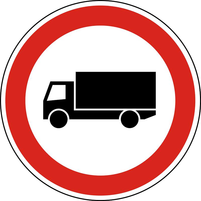 No heavy goods vehicles sign in Hungary