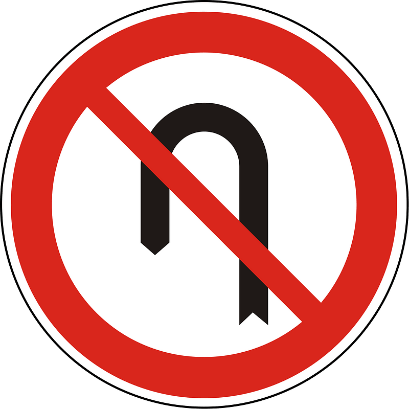 No U-turns sign in Hungary