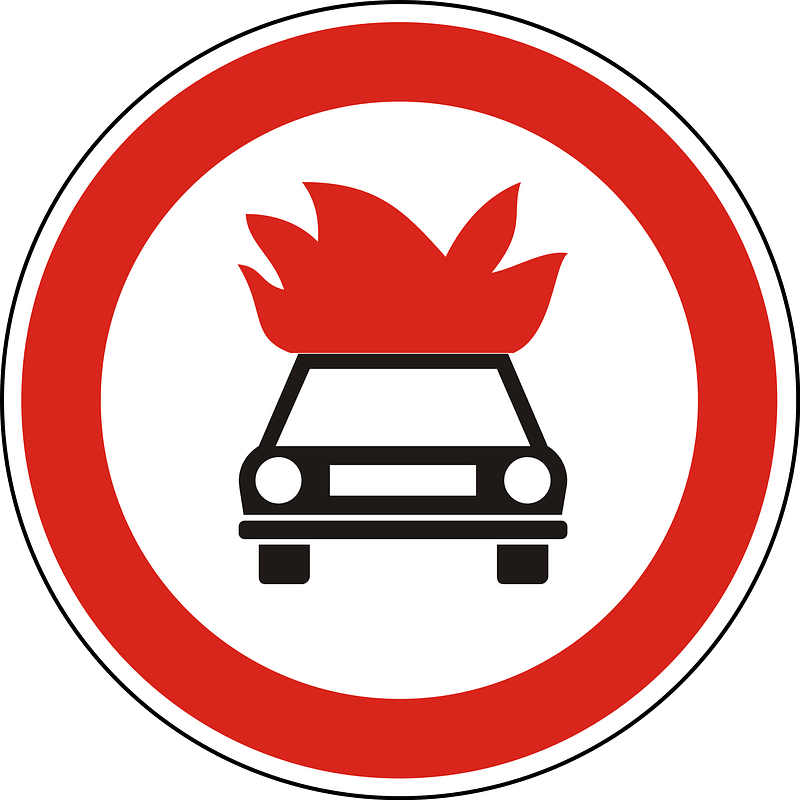 No vehicles carrying explosives sign in Hungary