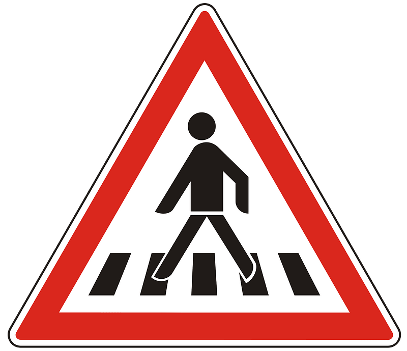 Pedestrian crossing ahead sign in Hungary
