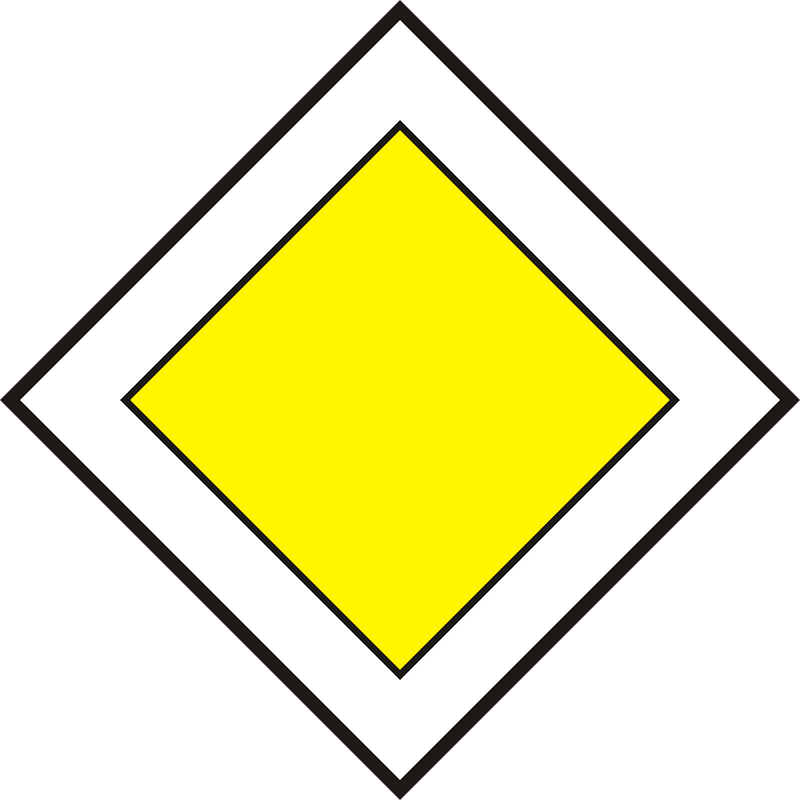 Priority road sign in Hungary