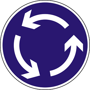 Roundabout sign in Hungary