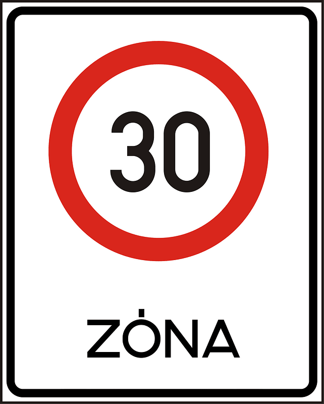 Speed limit zone sign in Hungary