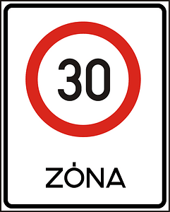 Speed limit zone sign in Hungary