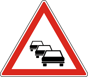 Traffic queues likely ahead sign in Hungary