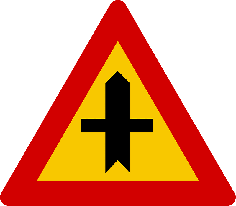 Crossroads with a minor road sign in Iceland