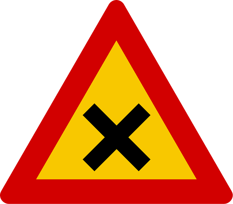 Crossroads with priority to the right sign in Iceland
