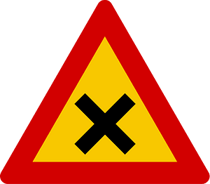 Crossroads with priority to the right sign in Iceland