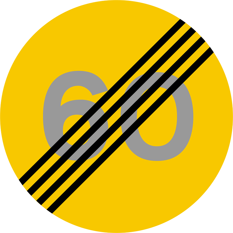 End of maximum speed limit sign in Iceland