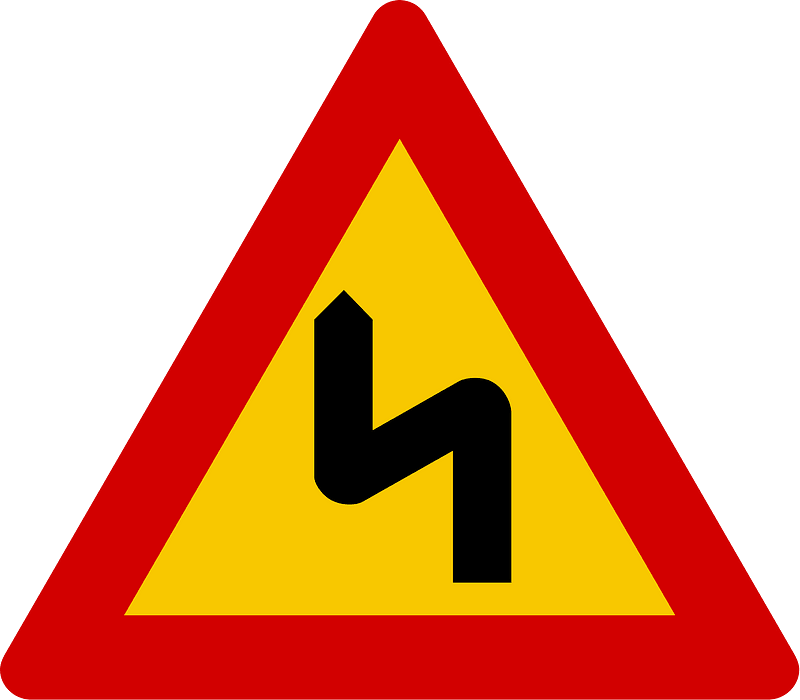 Double bend ahead sign in Iceland