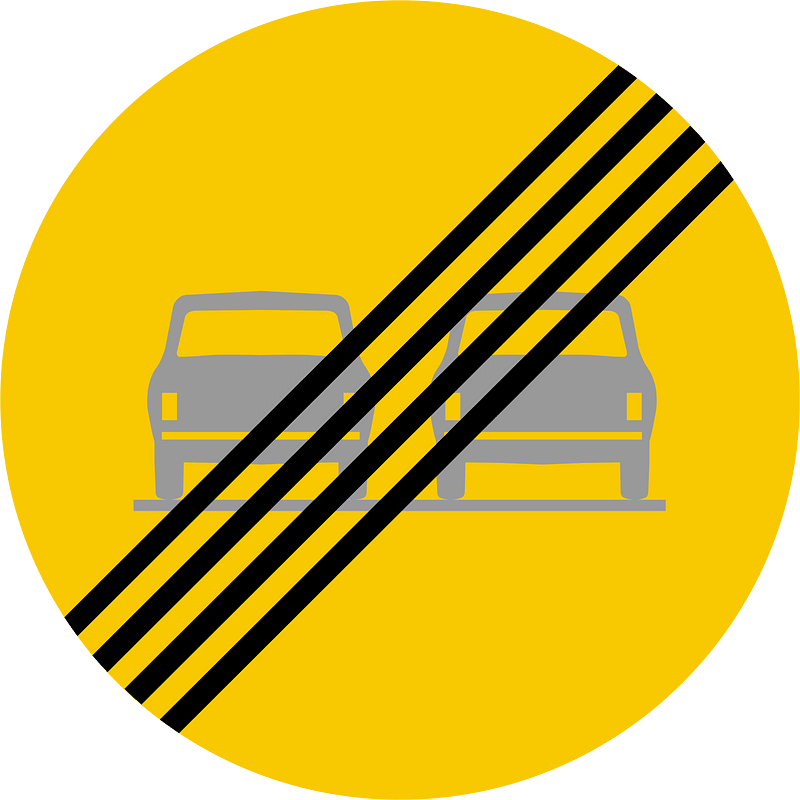 End of no overtaking sign in Iceland