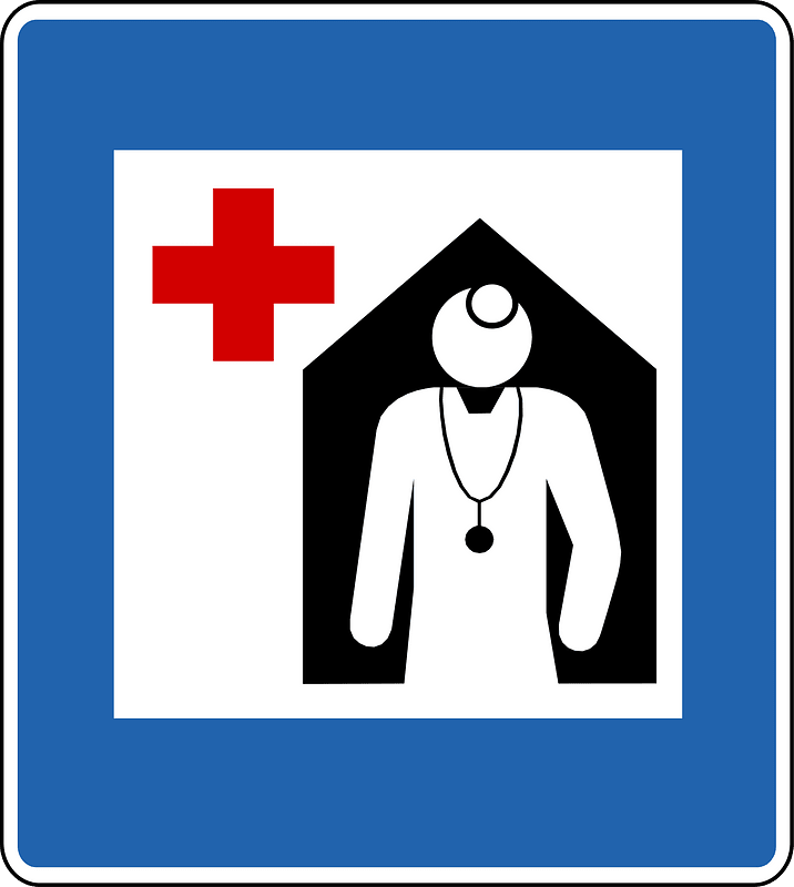 Hospital sign in Iceland
