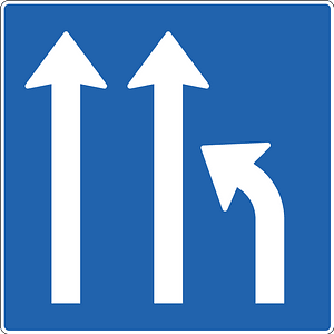 Lane ends sign in Iceland