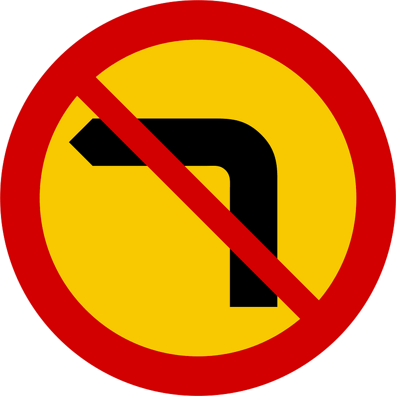 No left turn sign in Iceland