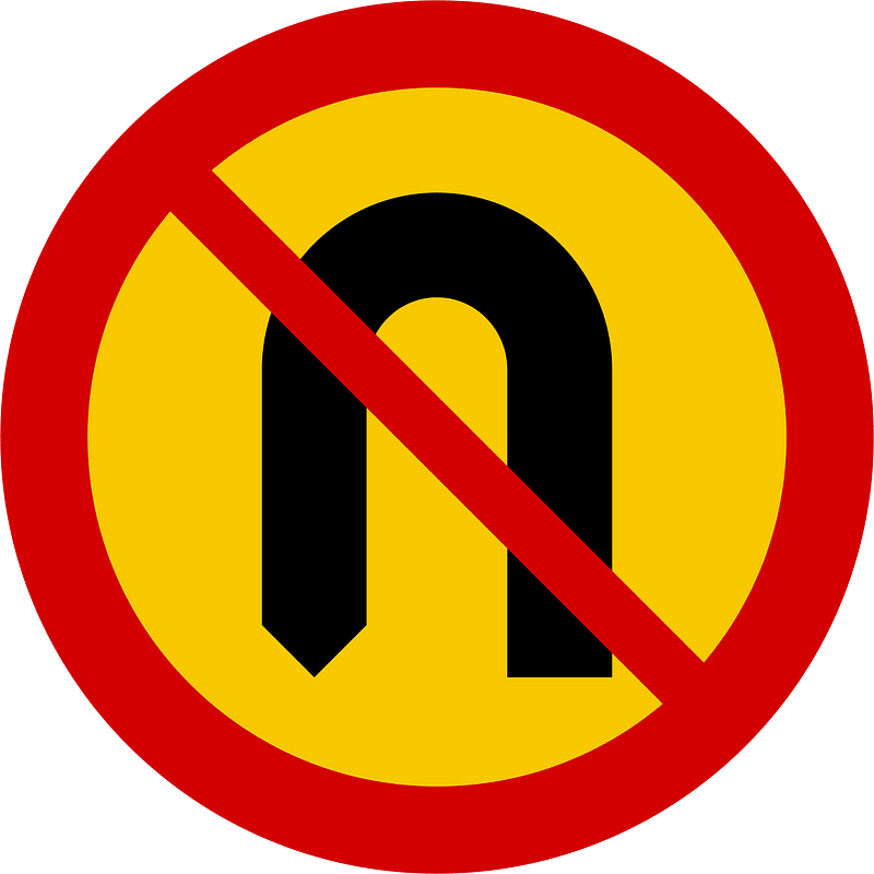 No U-turns sign in Iceland