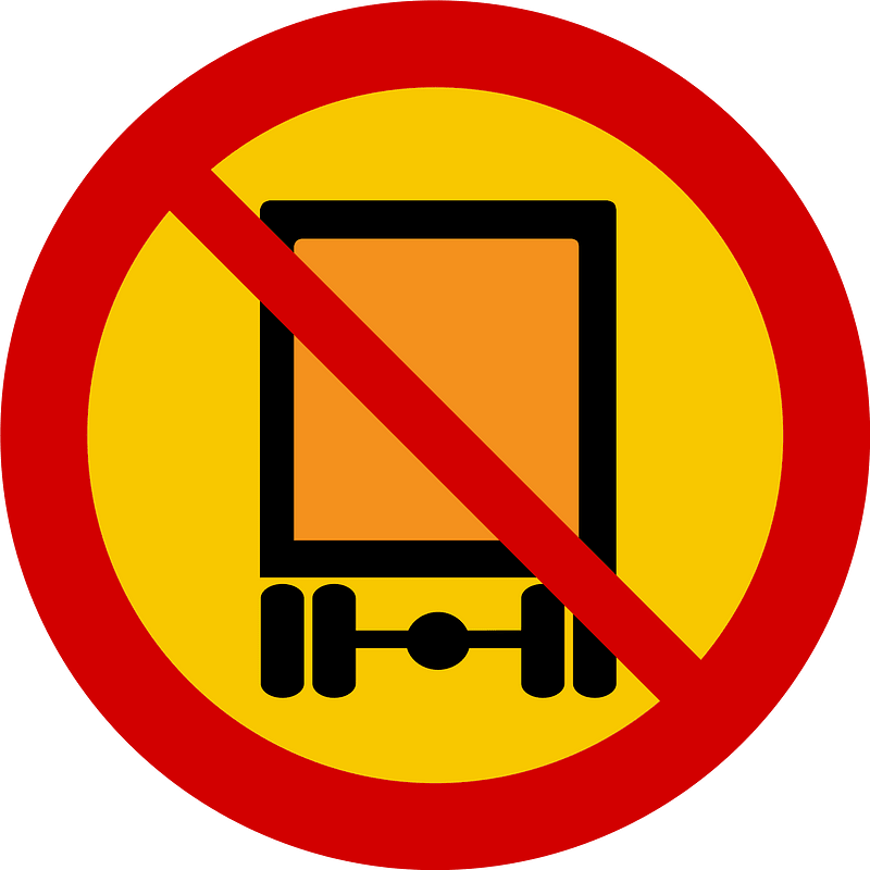 No vehicles carrying dangerous goods sign in Iceland