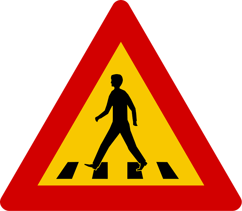 Pedestrian crossing ahead sign in Iceland