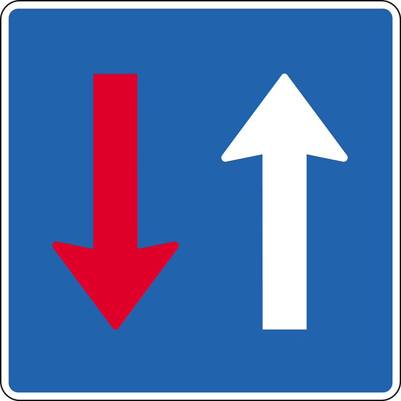 Priority over oncoming vehicles sign in Iceland