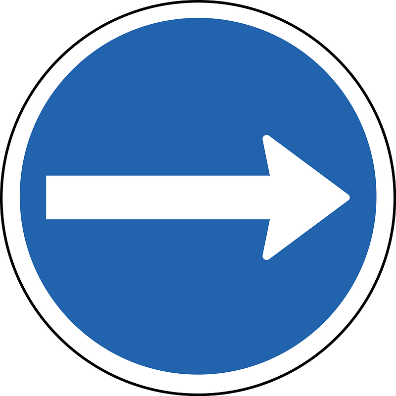 Proceed right only sign in Iceland