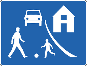 Residential area / living street sign in Iceland