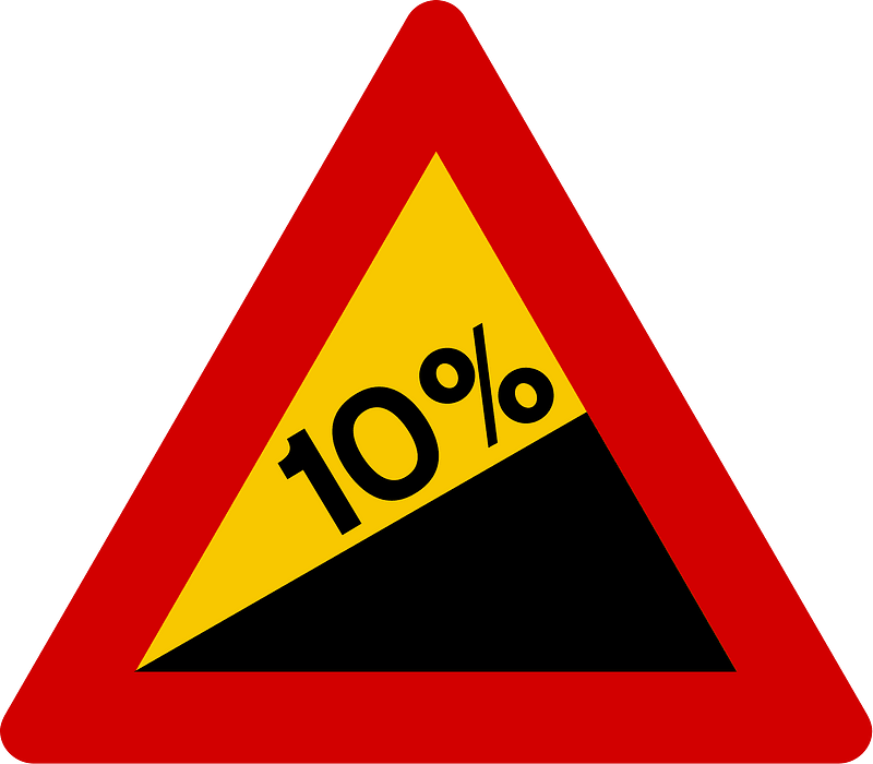Steep ascent sign in Iceland