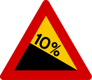 Steep descent sign in Iceland
