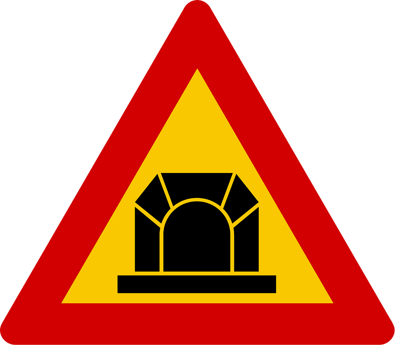 Tunnel ahead sign in Iceland