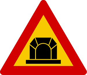 Tunnel ahead sign in Iceland