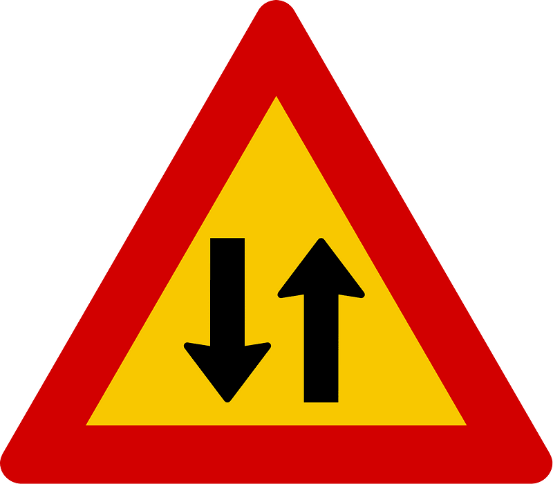 Two-way traffic ahead sign in Iceland
